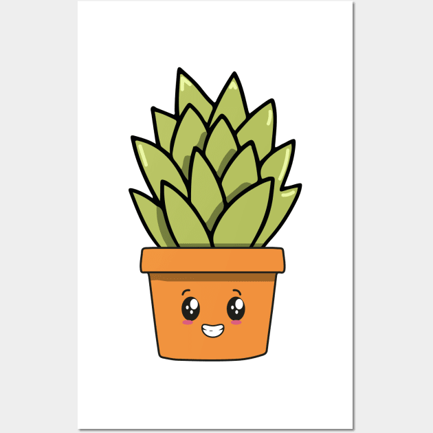 Cute Green Plant Kawaii Wall Art by IstoriaDesign